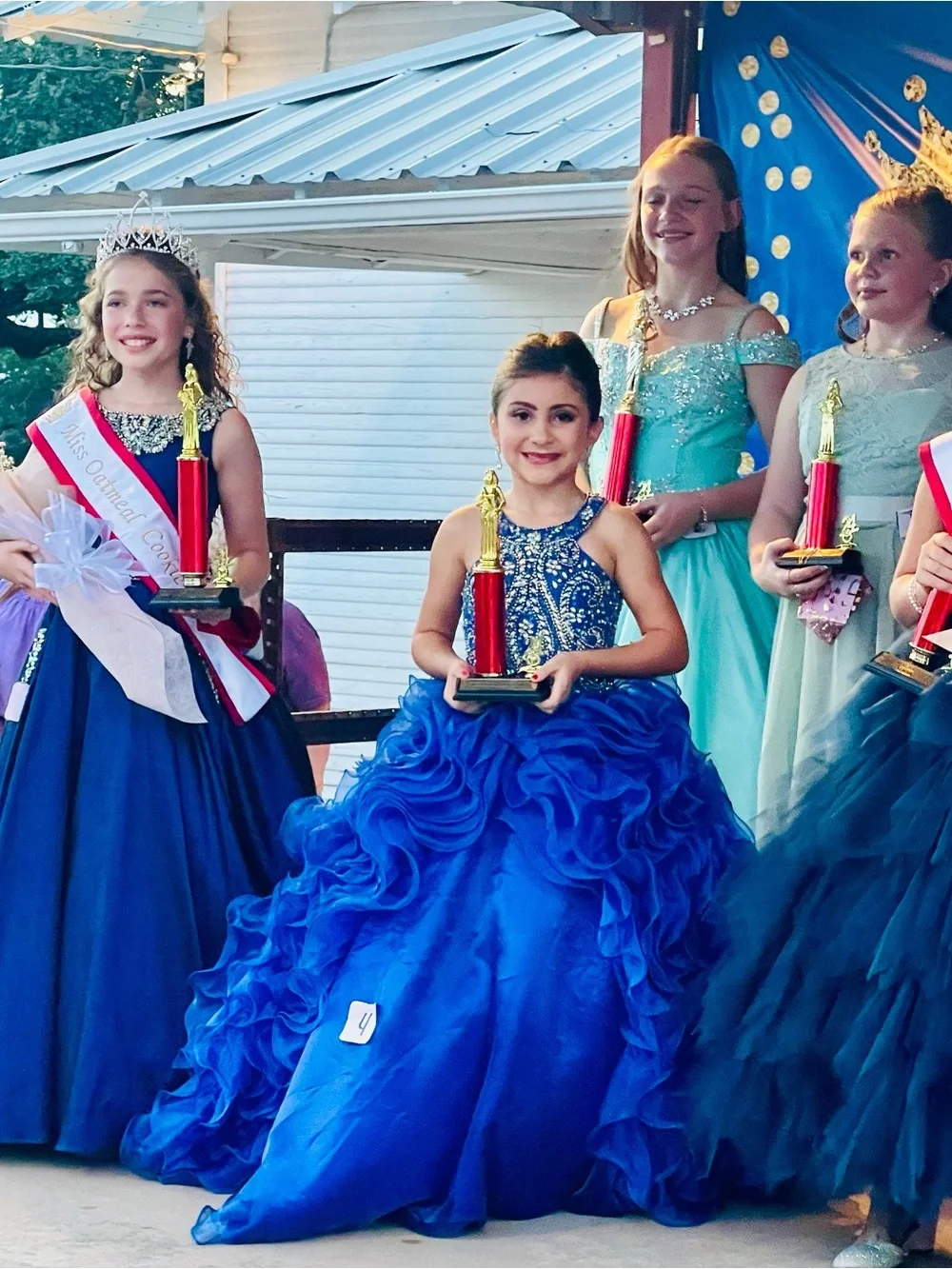 Tiffany & Co. Girls Royal Blue Beaded Ball Gown